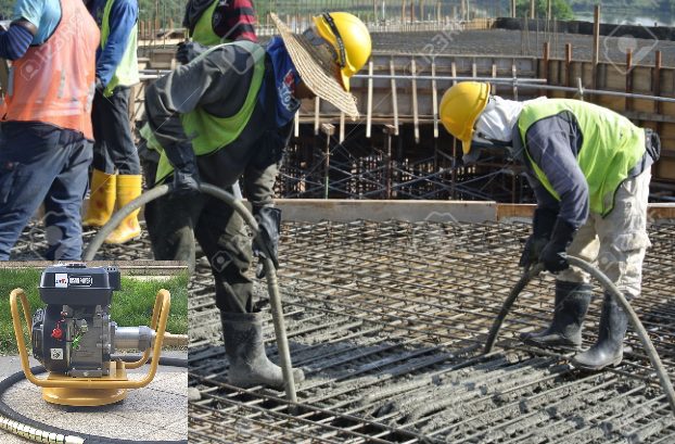 Máy đầm dùi bê tông với dây và đầu dùi