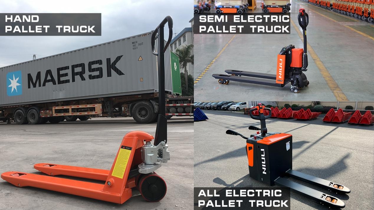 Xe nâng tay điện thấp dùng điện để di chuyển và nâng pallet